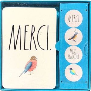 Rae Dunn Merci Bird Tweets Note Card Set + Seals